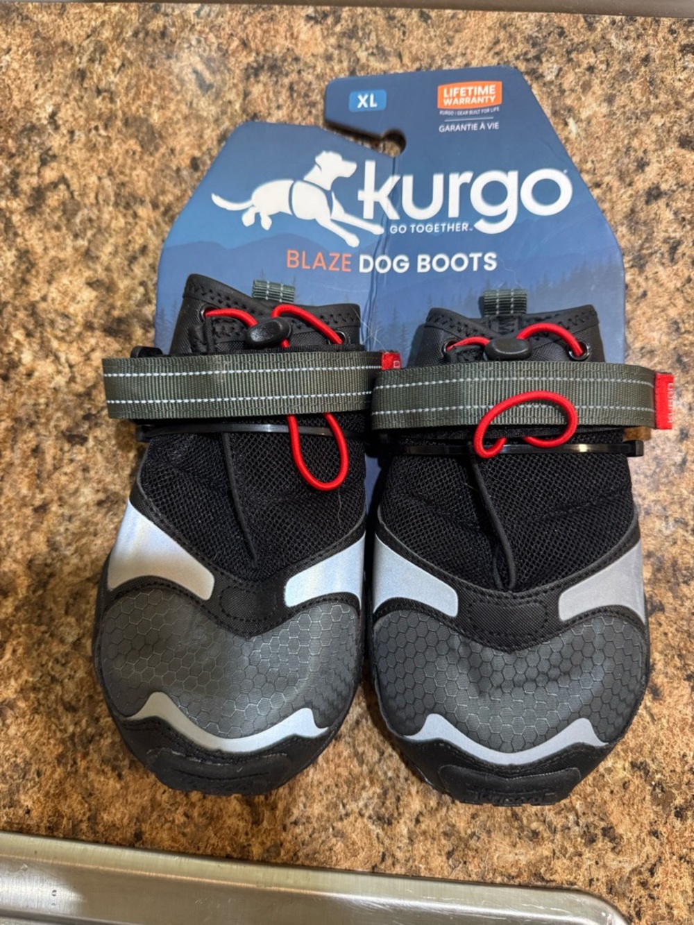 Kurgo Blaze Dog Boots in Black, Gray and Red
